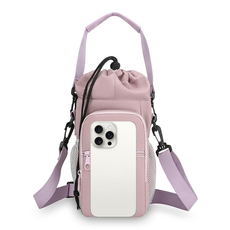 1Pc New Travel Water Cup Bag Multifunctional Outdoor Mobile Phone Shoulder Crossbody Bag Stylish Portable Drawstring Portable Bucket Bag