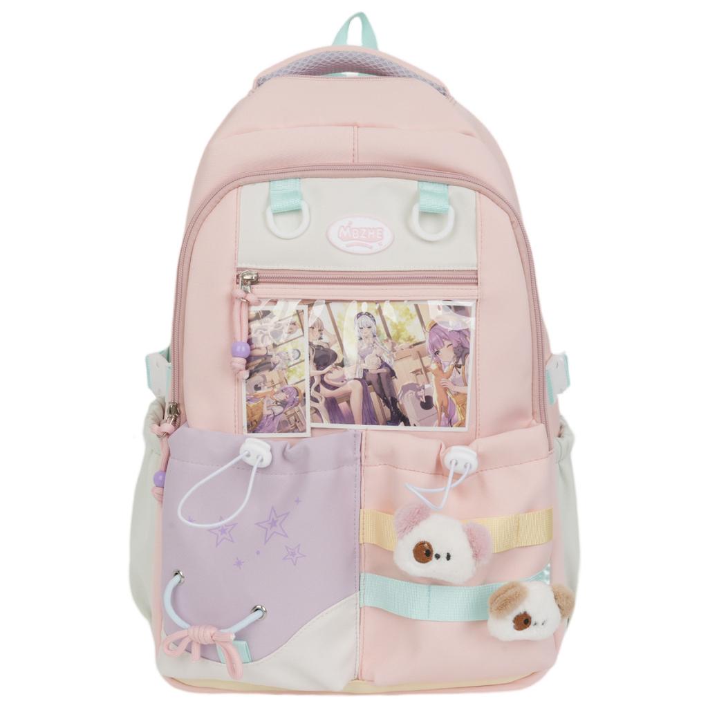 Cute girl heart student school bag junior high and high school Japanese system transparent bar pain bag ins fresh sweet campus backpack