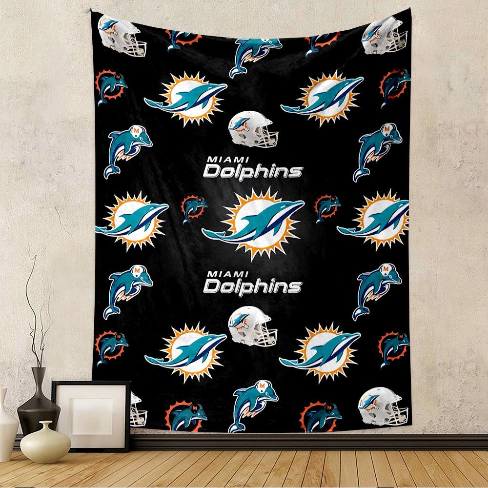 Miami Dolphins Tapestry Wall Hanging, NFL Football Logo Vintage, Wall Decor for Bedroom Living Room Dorm