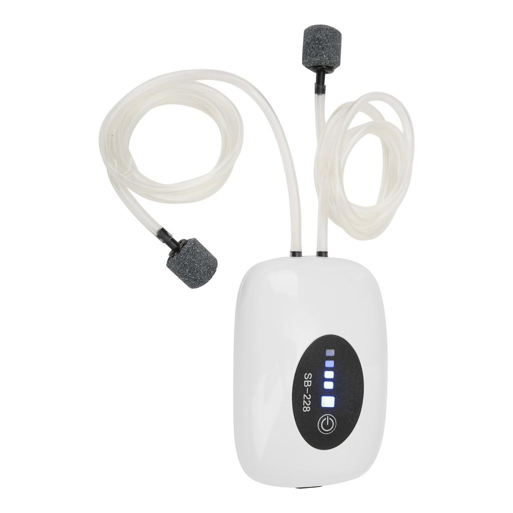 Sauerstoffpumpe mit USB-Kabel Wiederaufladbare Tragbare Leise Luftpumpe für Aquarium Outdoor-AngelnDoppel
