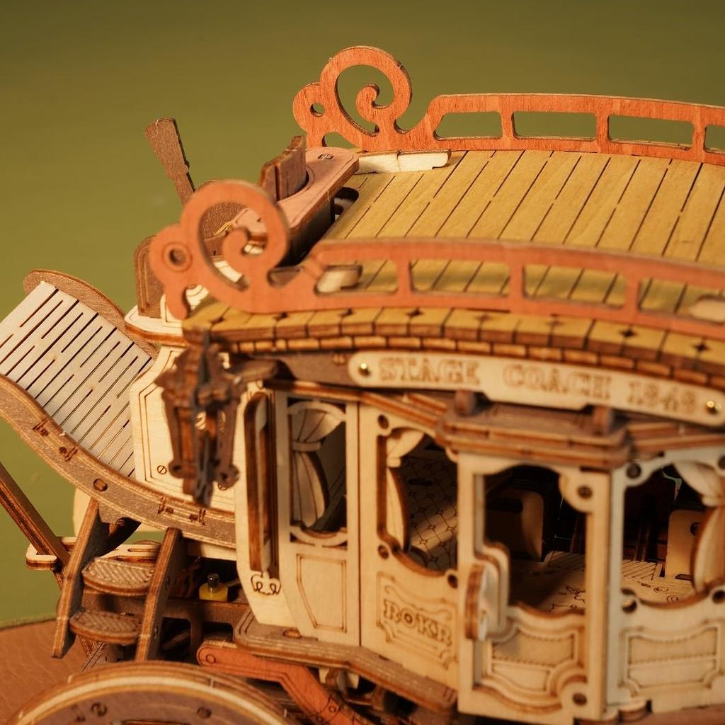 Tsukurundesu® 3D Wooden Puzzle Music Box Series (Stagecoach) with Japanese Instructions
