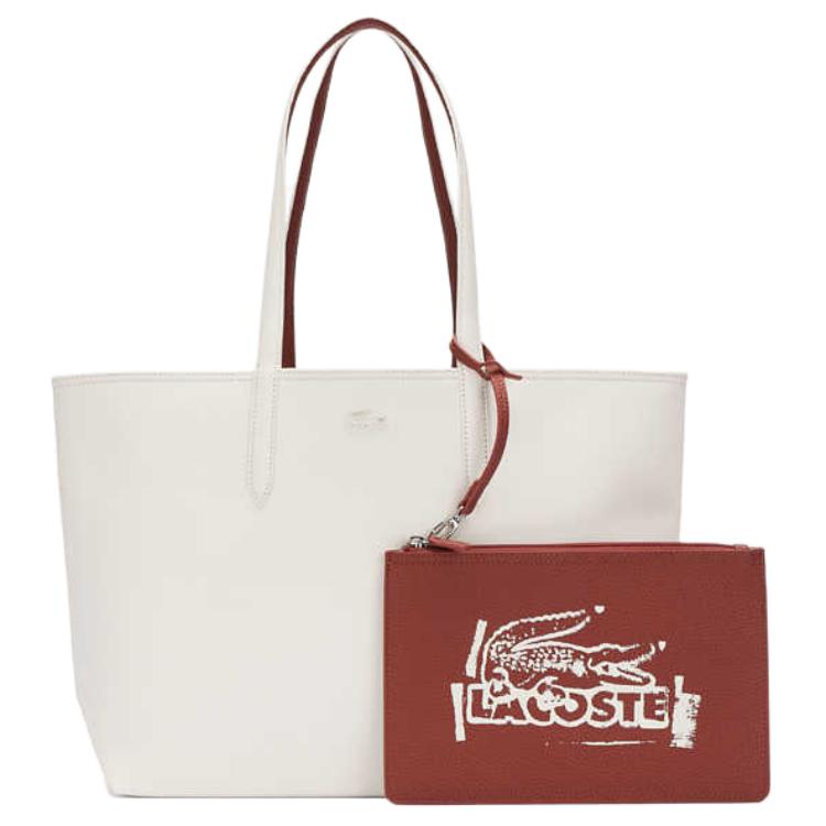 Lacoste Reversible PVC Tote Bag Women tote Beige Brown NF4936AS-Q70
