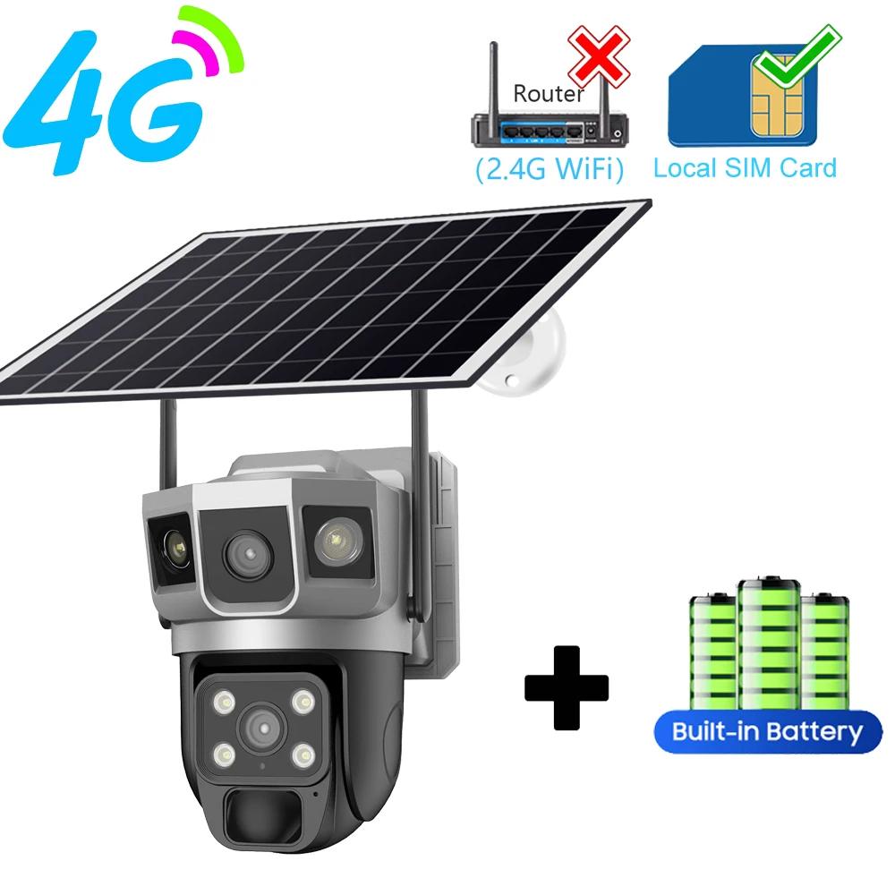2024 Nowa kamera słoneczna 4G Karta SIM Zewnętrzna 4MP HD Bezpieczeństwo CCTV Wodoodporna Noktowizor PIR Wykrywanie człowieka Kamera PTZ z panelem słonecznym