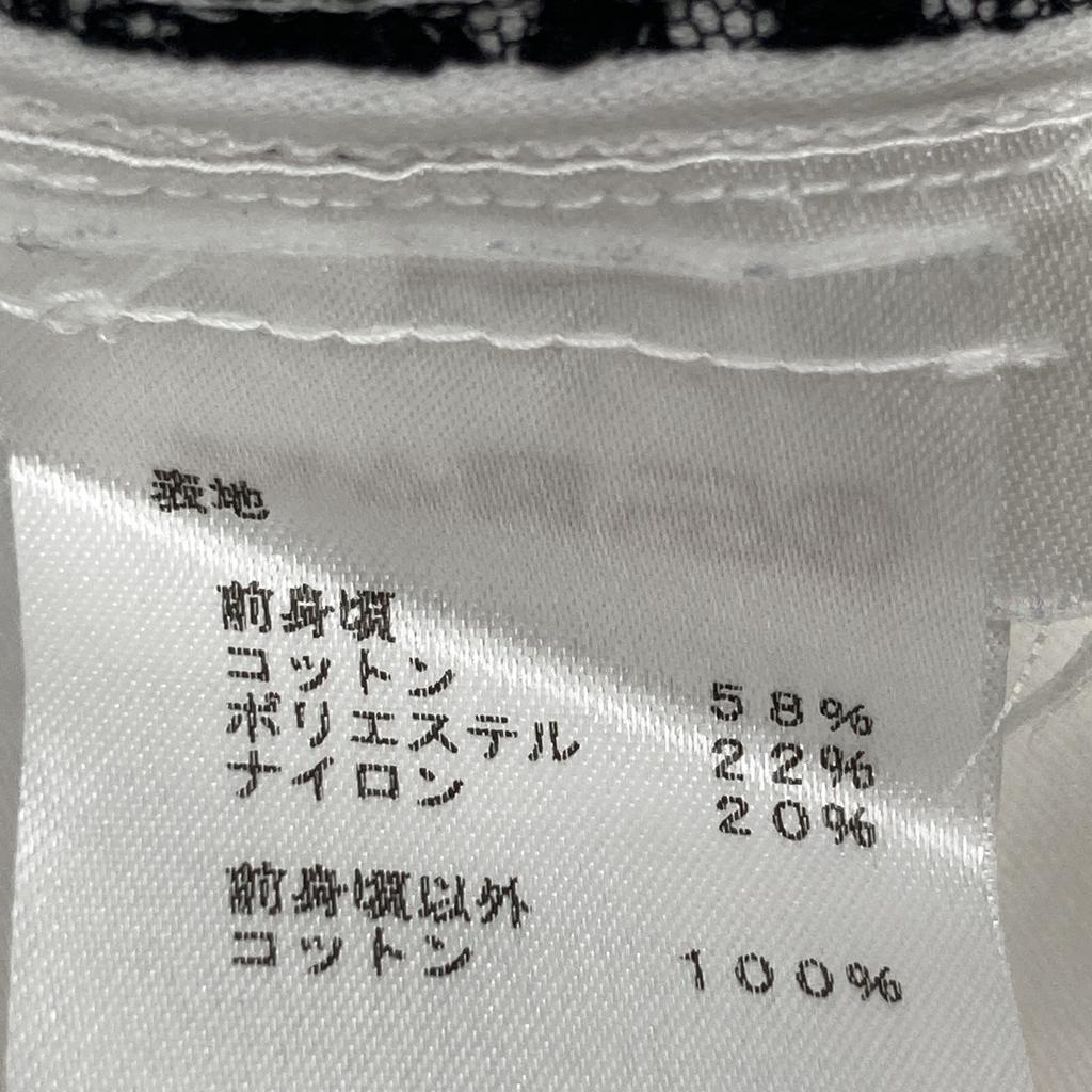 LOUIS VUITTON FATS10QU0 White x Black Lace Monogram Embroidered Short Sleeve Top tops 34 whiteUsed