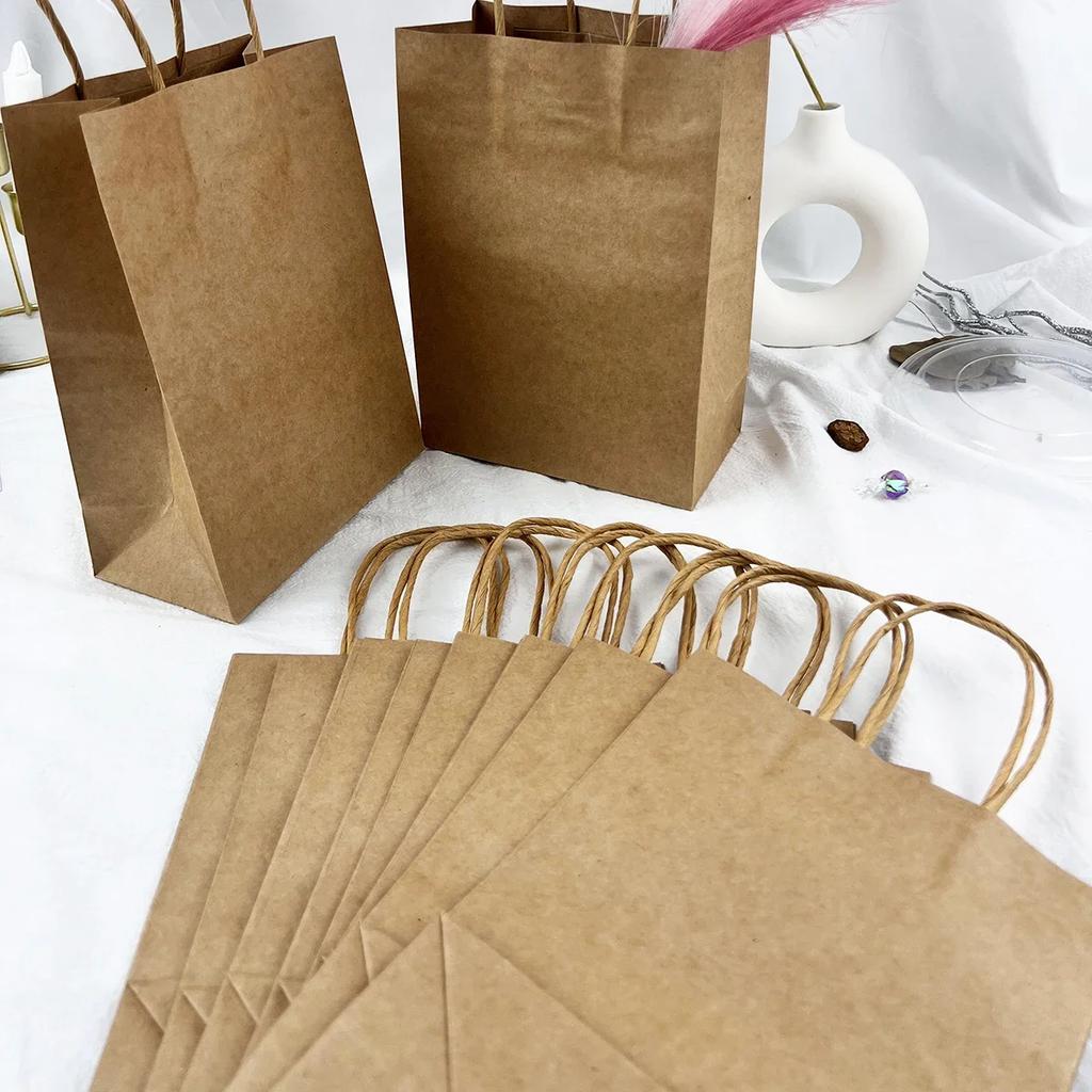 10/20/50pcs Party Favor Bags Recyclable Kraft Paper Shopping Bags for Birthday Gift Candy Treat Goodie Goody & Grocery Packaging