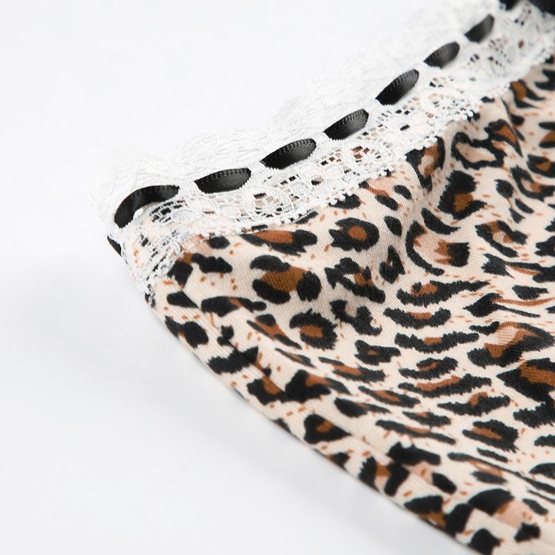 Sommar Grunge Short Leopard Sexiga spetsjeans Dam Estetisk Y2k Rosett Skinny Streetwear Byxor Kvinnlig Vintage A-linje Slim Shorts Kläder