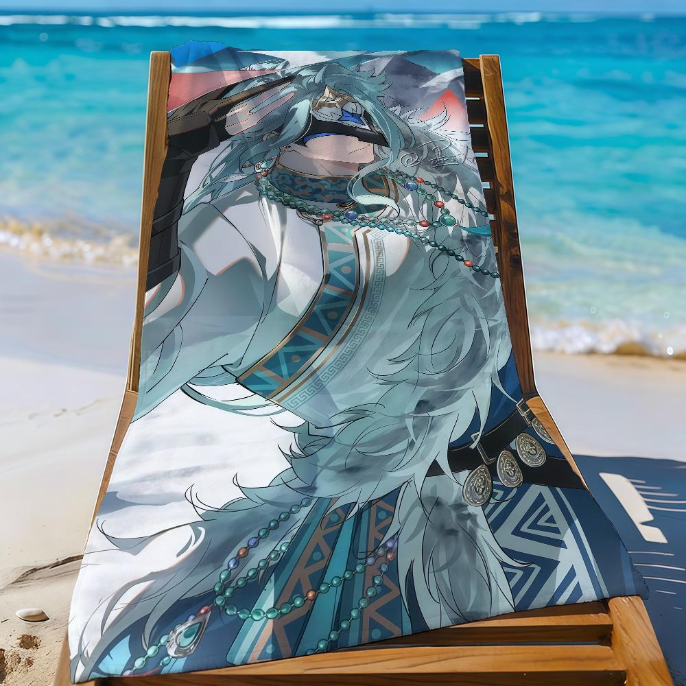 Il Dottore Genshin Impact Towel Sports Quick Dry Travel Camping Gear Sandproof Soft Light Large Beach Towel