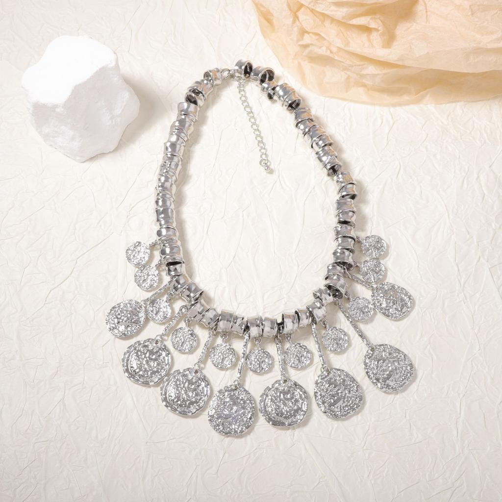 Retro trend niche creative design sense irregular geometric fringe pendant alloy women's necklace