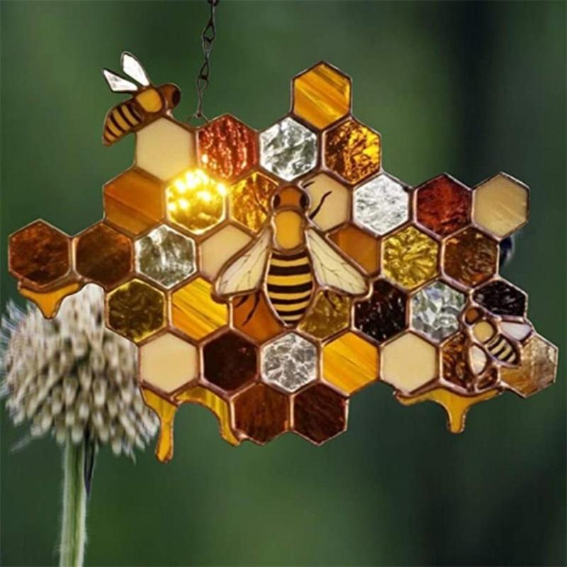 Honeycomb pendant, garden decoration pendant, bee decoration pendant