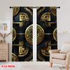 2D flat printing 2pcs Curtains Gold geometric pattern 100% Polyester,Without Electricity Holiday Decorations Suitable for