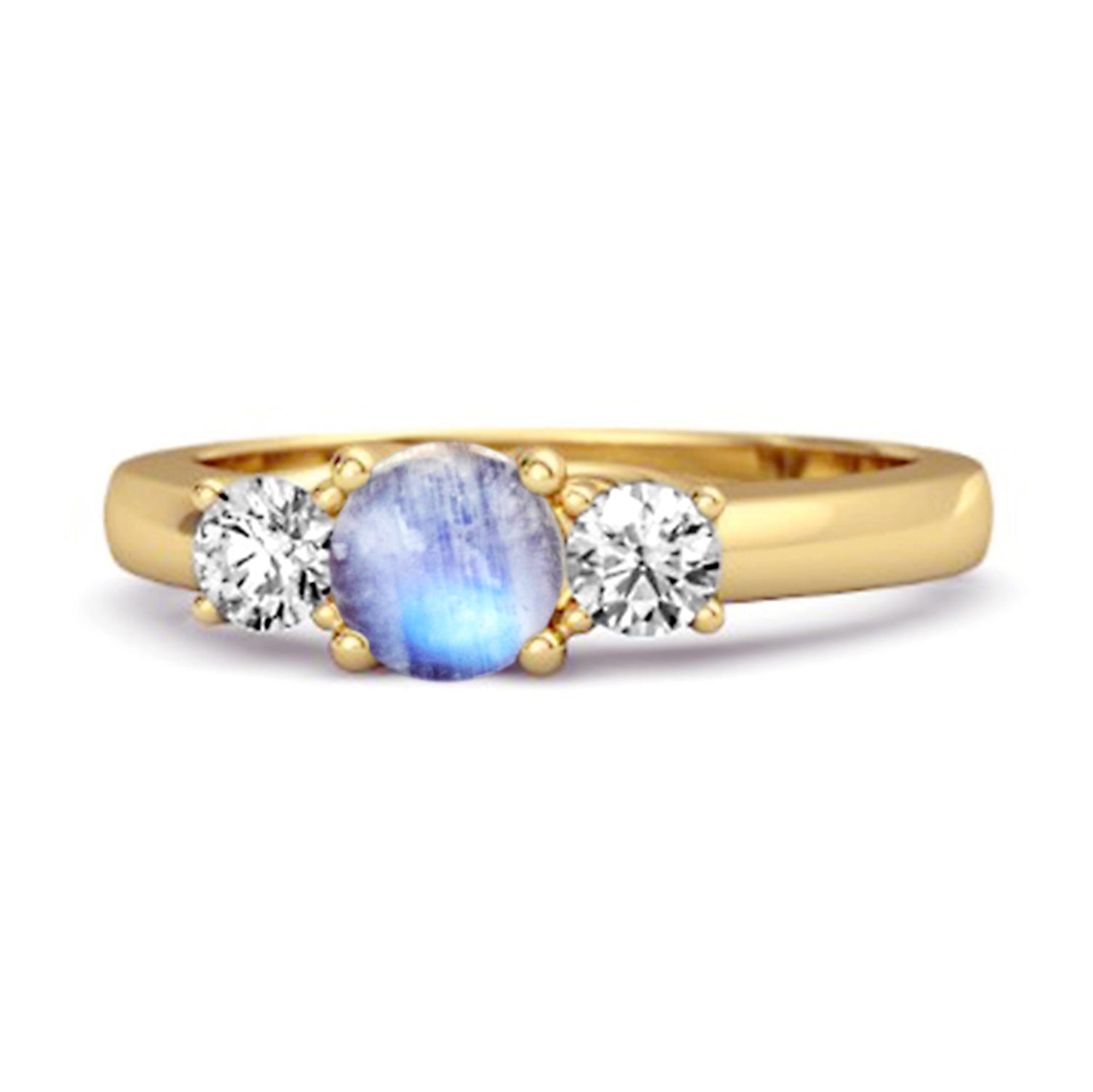 

Moonstone Round Three Stone Ring -925 Sterling Silver Gold Vermeil 12 золотий/жовтий