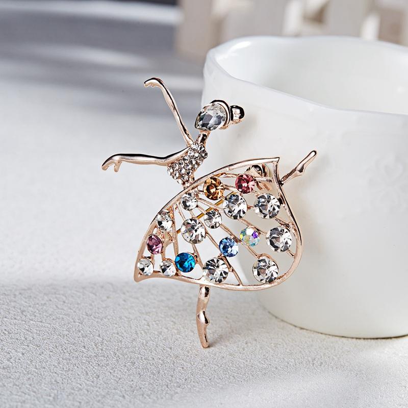 Dance Girls Ballet Dancing Brooches For Women Artistic Gymnastics Shining Crystal Zircon Brooch Pins Dress Coat Wedding Jewelry