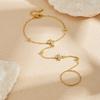 DIEYURO 316L Stainless Steel Luxury Golden Cross Inlay Zircon Thin Chain Finger Ring Bracelet for Women Party Elegant Jewelry