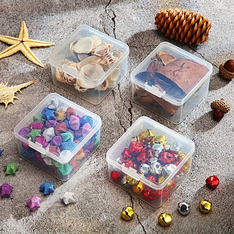 50 Stück Klare Klickdeckel Kunststoff-Aufbewahrungsboxen Stapelbarer Organizer Kleine Quadratische Boxen für Bastelbedarf Schmuck DIY Perlen Behälter Set