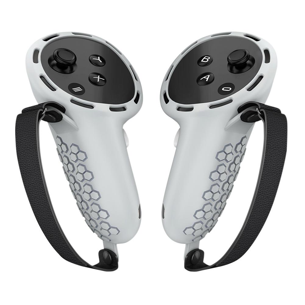 Silicone Gamepad Grip Cover Anti-Scratch Controllers Grip Cover Anti-Slip Dustproof Adjustable Wrist Strap for Oculus Quest 3 серый