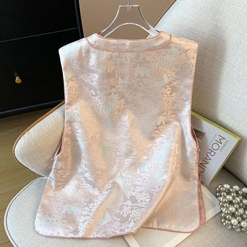 Vest Women's Textured Top Embroidered Vest Women's Sleeveless Vest Tide