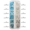 Blue Glass Nail Art Rhinestone Box Set - 12/6 Grids, Various Sizes, Flat-back Nail Decorations