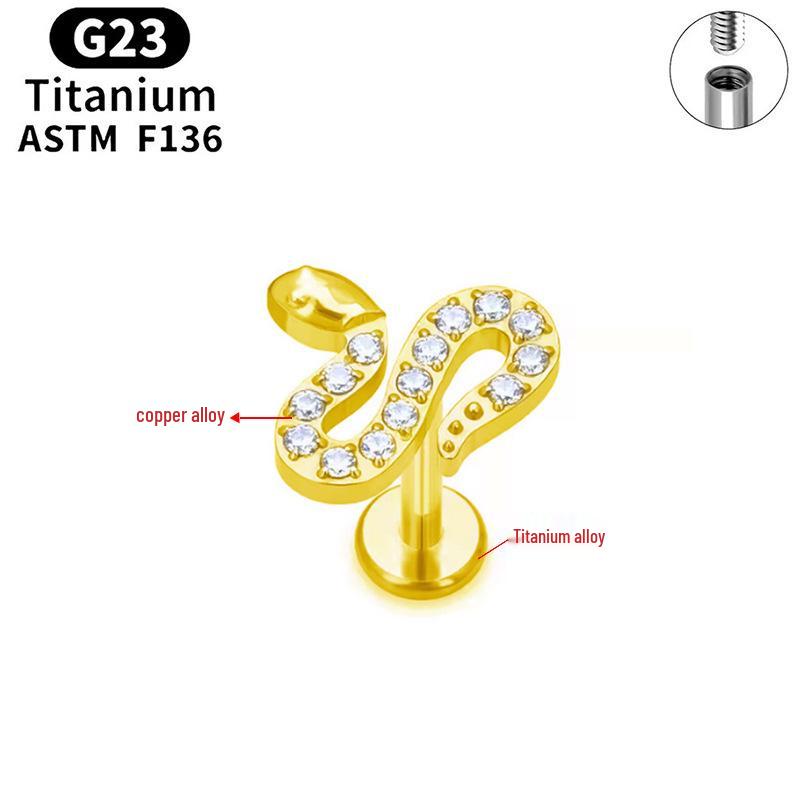 G23 Titanium Butterfly Lip & Ear Cartilage Stud Earrings with Internal Thread - Simple, Luxurious Design for Women's Piercings
