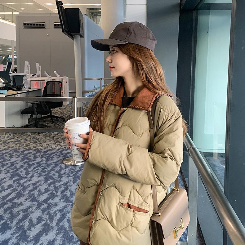 

Пуховики женские зимние корейская версия свободные повседневные хлопковые куртки модные и легкие студенческие хлопковые куртки XL хаки