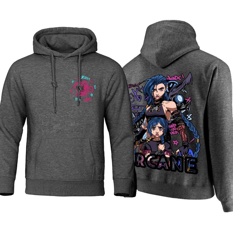 Arcane Hoodie Men Anime Jinx Hoodies Autumn High Quality Fleece Sweatshirt Street Hoody Flexible Oversize Men's Clothing Hoodies & Sweatshirts Men’s