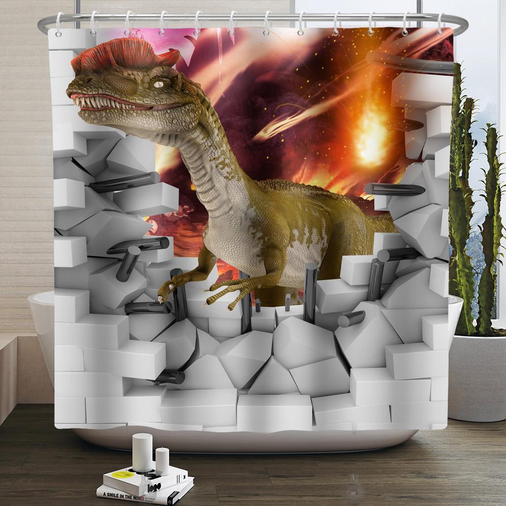 Funny Dinosaur Shower Curtain for Bathroom Cute Animal Cool Dinosaur Children Bathroom Curtain Waterproof Bath Curtain Decor