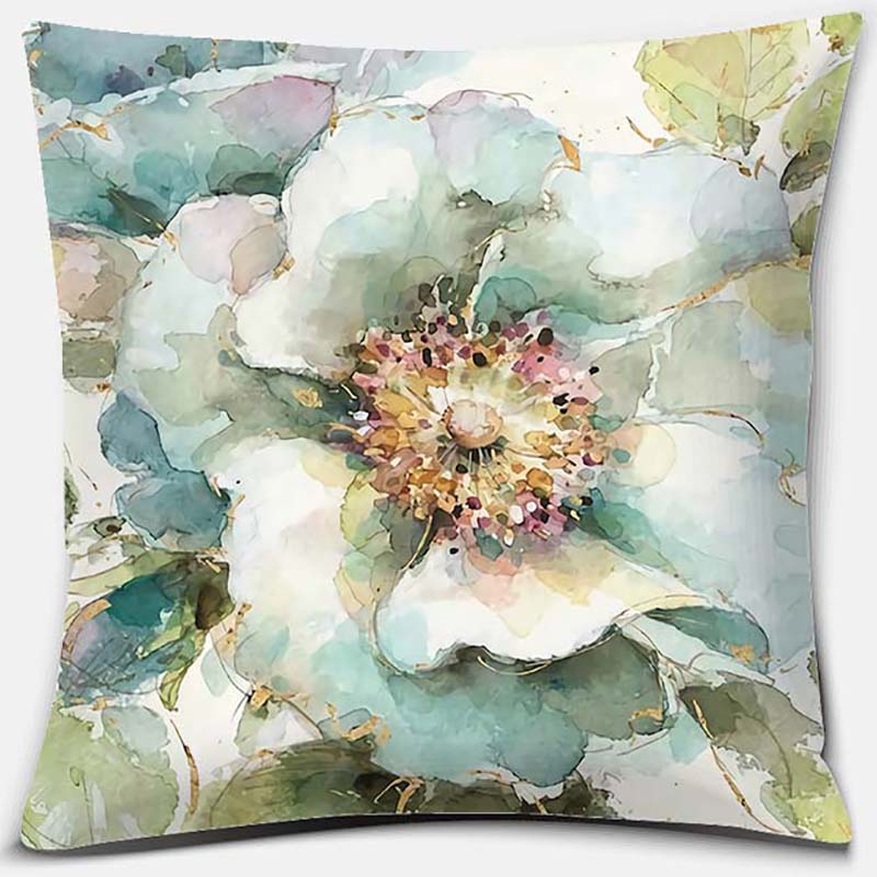 Flower and Bird Printing Series Pattern Pillowcase Square Pillowcase Home Office Decoration Pillowcase