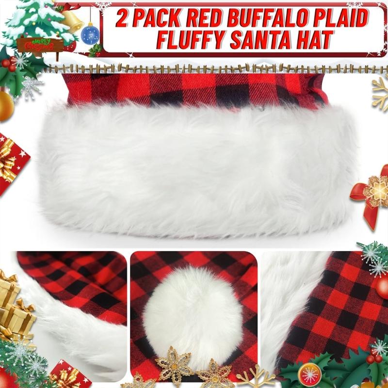 Soft Plush Christmas Santa Caps Double Layer Thick Warm Santa Hat Formal Event Hat Festival Street Wear Hat for Holidays
