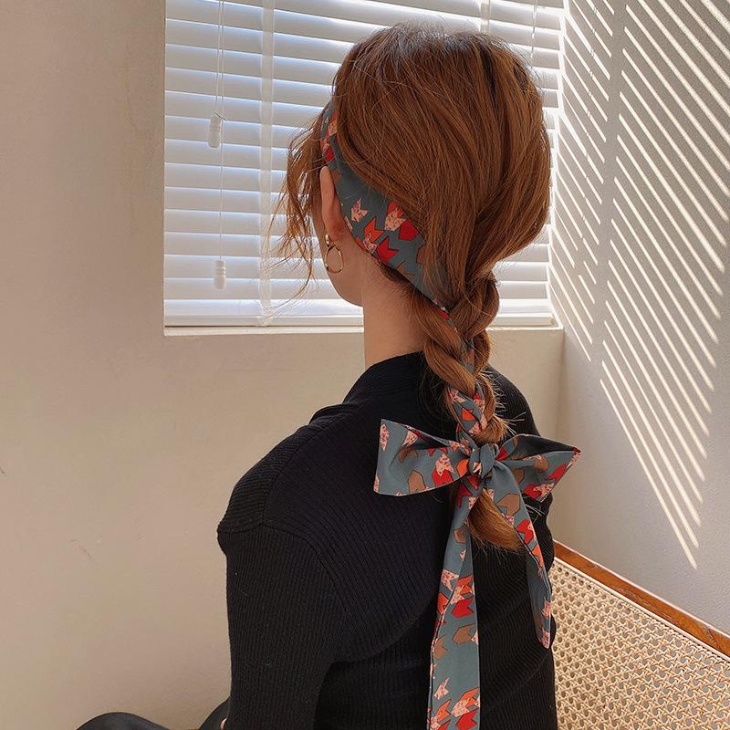 Fashion Women Letter Hair Ribbons French Elegant Long Headband Bag Strap Accessories Girls Bow Knot Long Hair Scarf HairBands