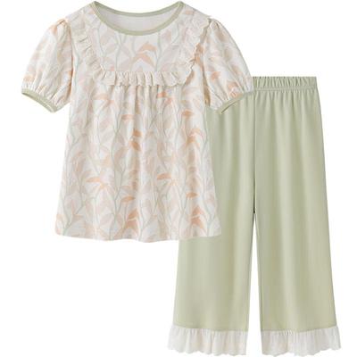 Girls' 7A Antibacterial Cotton Short Sleeve Pajama Set