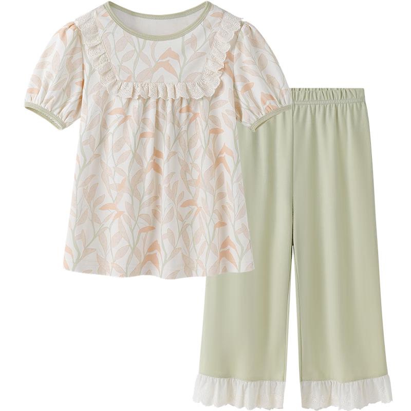 YEEHOO Girls  7A Antibacterial Cotton Short Sleeve Pajama Set 110