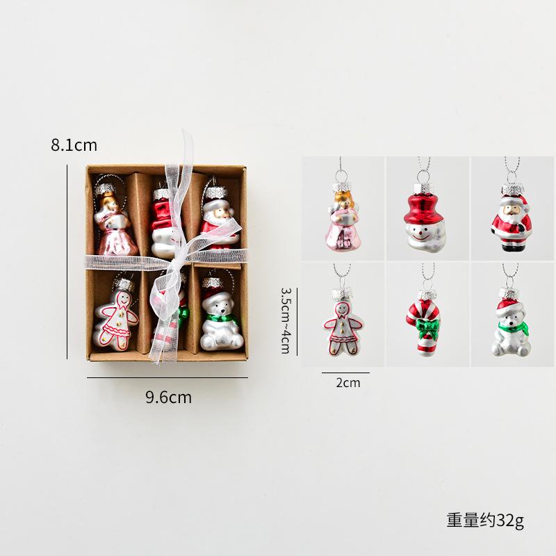 6/9PC set Christmas Glass Pendant Santa Claus Decorati Atmosphere for Xmas Tree Pendants DIY Home DecorArrangement Gift Box 2026