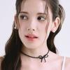 NUOY Black Ribbon Crystal Choker Necklace