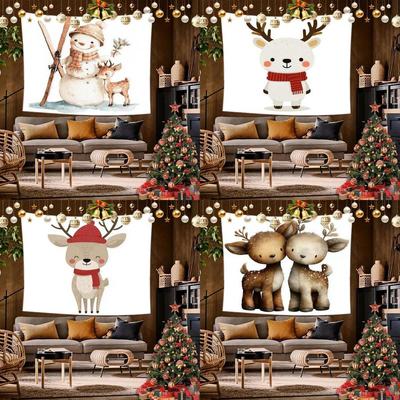 Floral Christmas Tapestry Background Cloth Hanging Cloth Bedroom Bedside Decorative Wall Cloth Rental Dormitory Tapestry