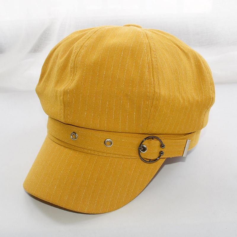 Høst Vinter Kvinner Baseball Cap Nye Dame Caps Vintage Octagonal Cap Beret Svart Hvit Casual Caps Med Metallspenne Hot