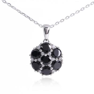 Colar com pingente simples para mulheres prata esterlina 925 com espinélio preto natural joalheria fina para mulheres presente de aniversário