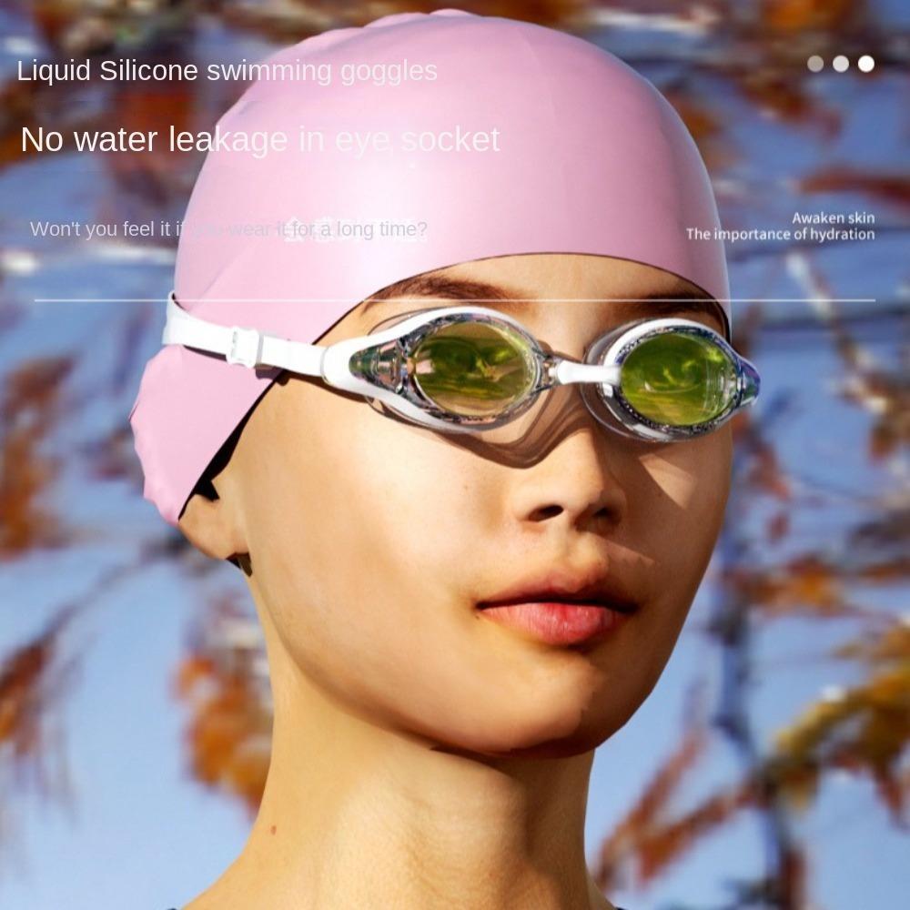 High Definition Race Swimming Goggles Hat Anti Fog Swimming Goggles Cap Set  Competition Training