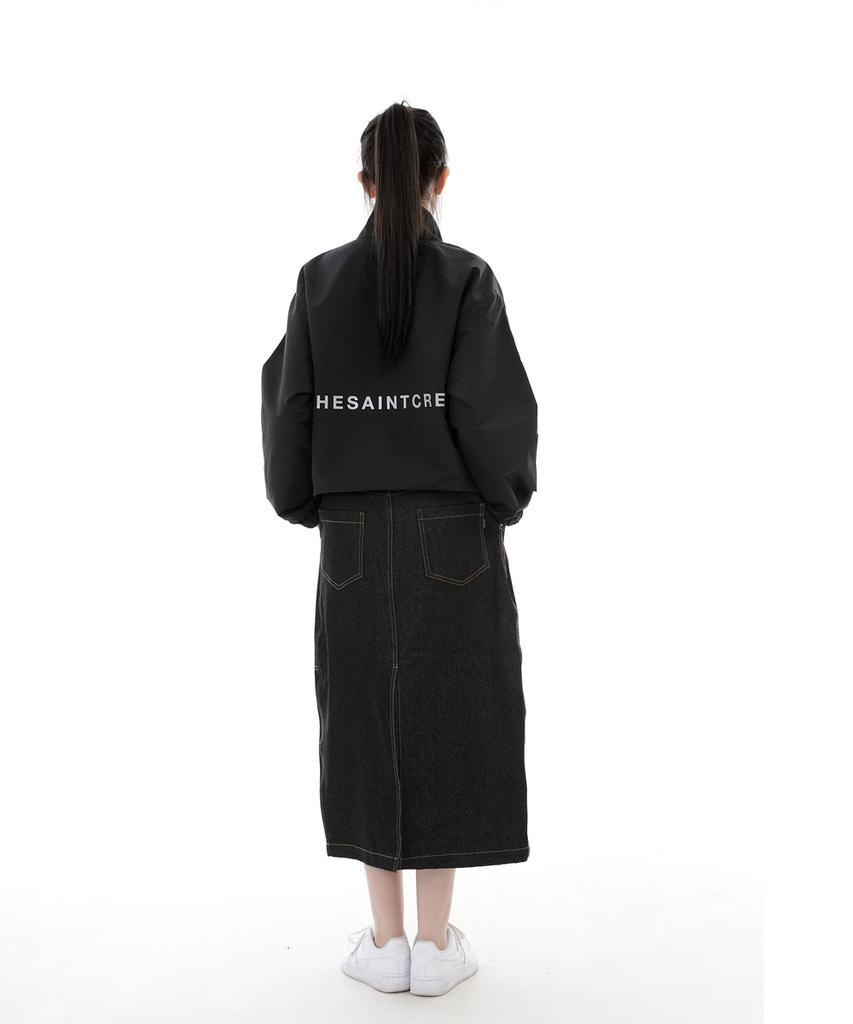 Seinteukeulu Wide Dome Half-Band Long Skirt Wdh-1303 Black Denim Brs