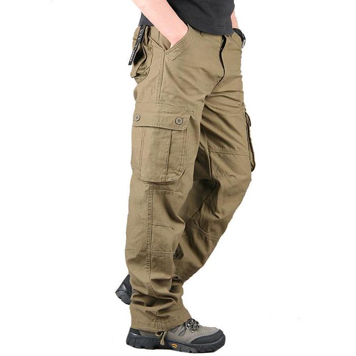 Pantaloni da combattimento cargo da uomo con vita elasticizzata, multi tasche, pantaloni casual