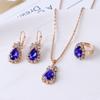 Wholesale Bridal Jewelry Set Ins Water Drop Rhinestone Necklace Earrings Ring Set