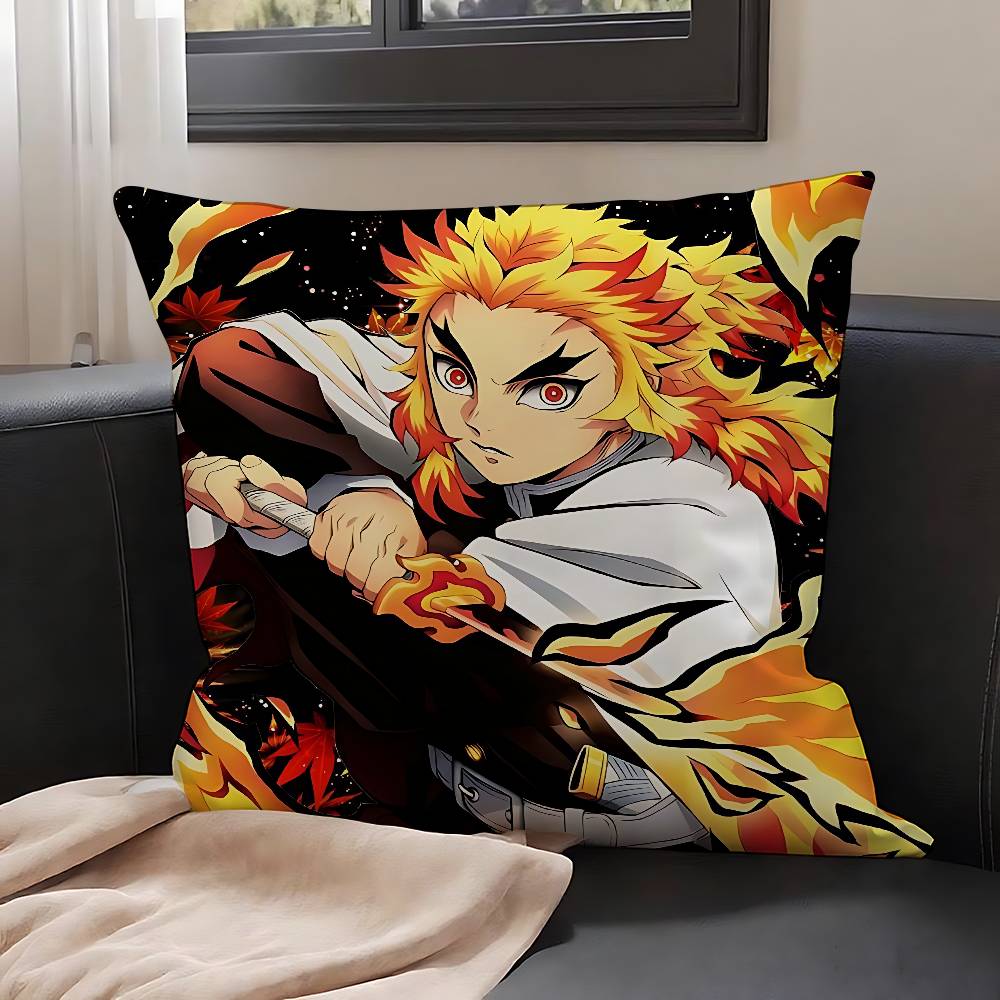 Cool K-Kyoujurou Rengoku Case Plush Fabric Soft Pillowcase Double Sided Print Cushion Cover Household Gifts