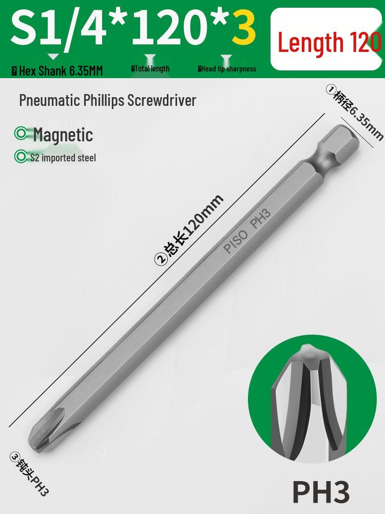 PISO Anti-Slip Cross Extended Rod Strong Magnet Hex PH2 Drill & Screwdriver Bit Set