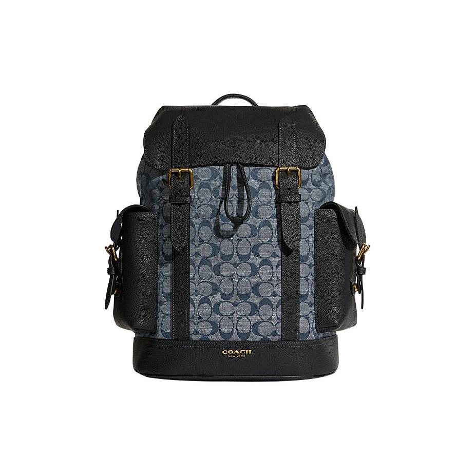 

Новый большой мужской рюкзак COACH Hudson из канвы и кожи, черный/джинсово-синий C8183-B4DE 30.0*15.0*41.9CM