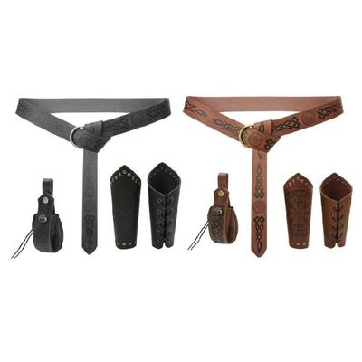4 Pcs/Set Medieval Renaissance Costume Set Belt Waist Pouch Arm Bracers Halloween Renaissance Accessories