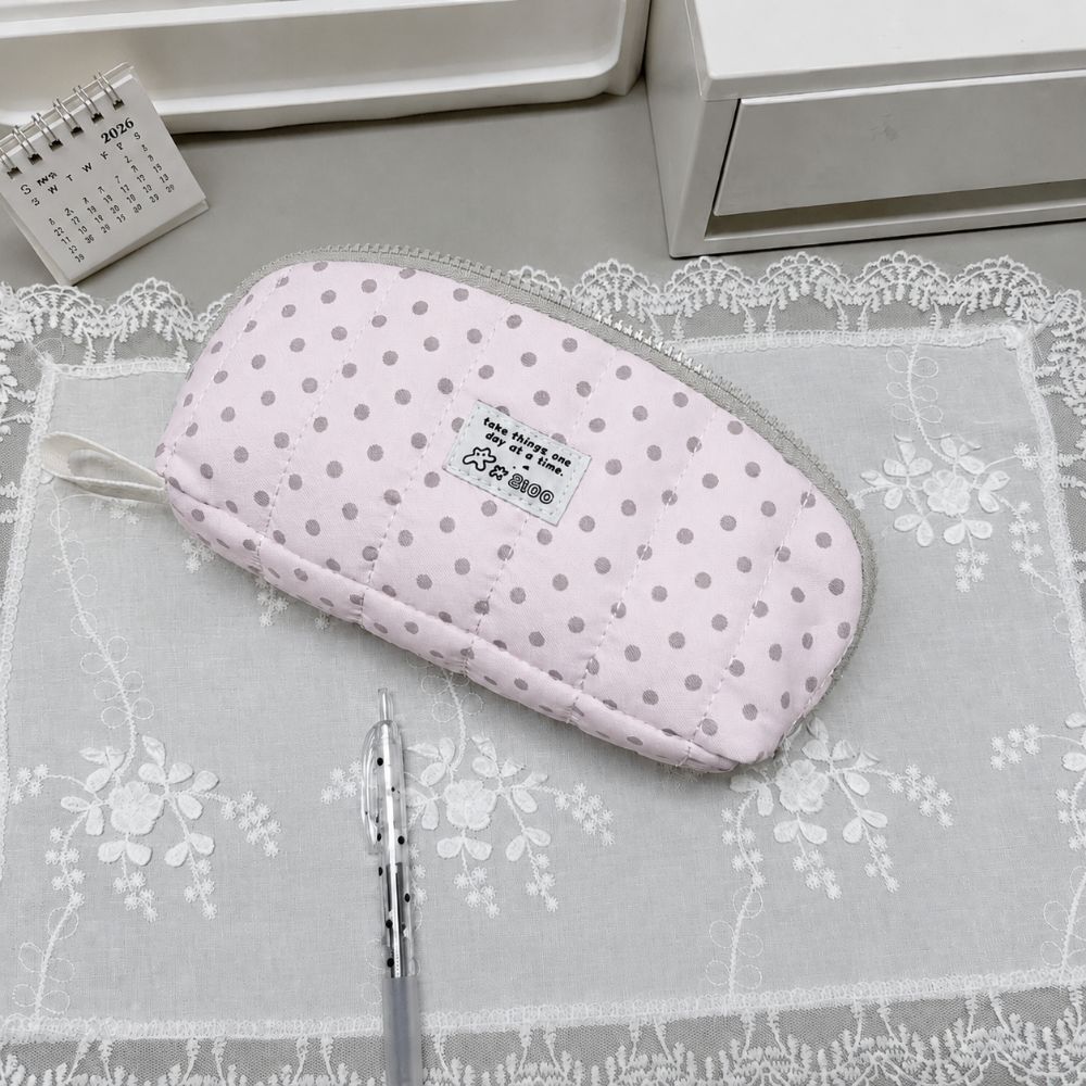 Polka Dot Print Pencil Case Shell Shape Pen Bag INS Stationery Storage Bag  Home Travel