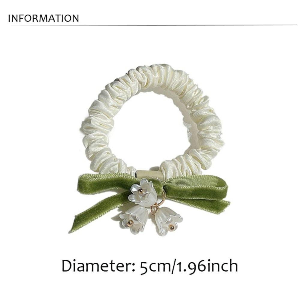 Convallaria Majalis Elastic Rubber Band Women Bow Hair Loop Korean Hair Accessory Flower Head Rope