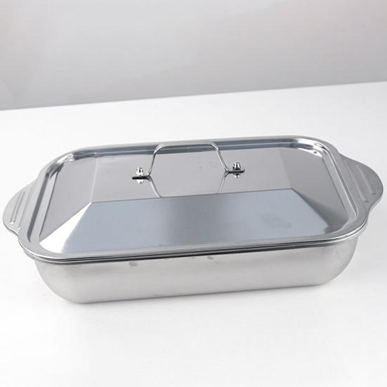 Stekepanne i rustfritt stål med lokk og håndtak Kraftig kalkunbaking Stekebrett med høye sider Induksjonsstekebrett for kylling, grønnsaker, lasagne