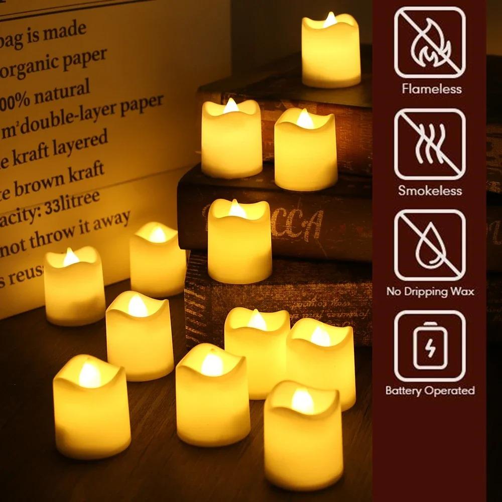 24Pcs Pack Flameless Votive Candles Flickering LED Candle Electric Battery Operated Tea Lights Warm White for Wedding Table Deco