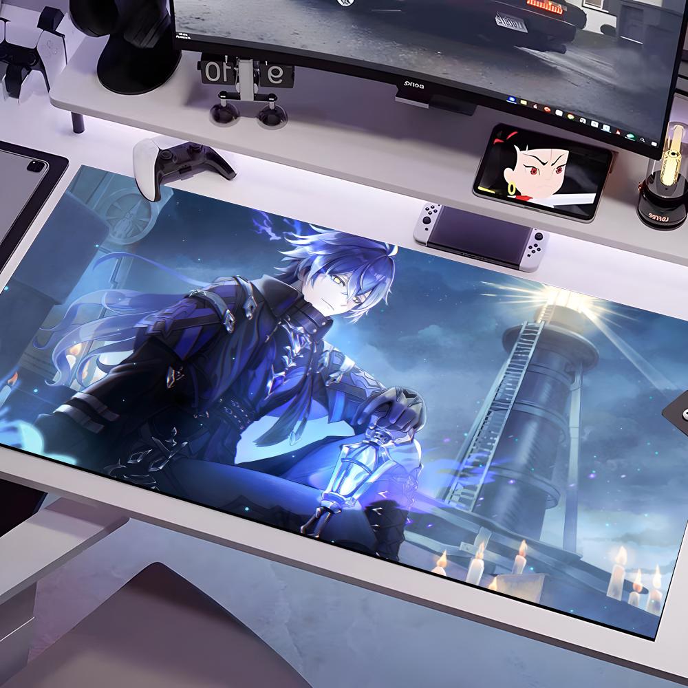 Flins Genshin Impac Mouse Pad Multiple Sizes Large Square Computer Office Game Table Mats Rubber Anti-slip Mousepads 600x300x2mm