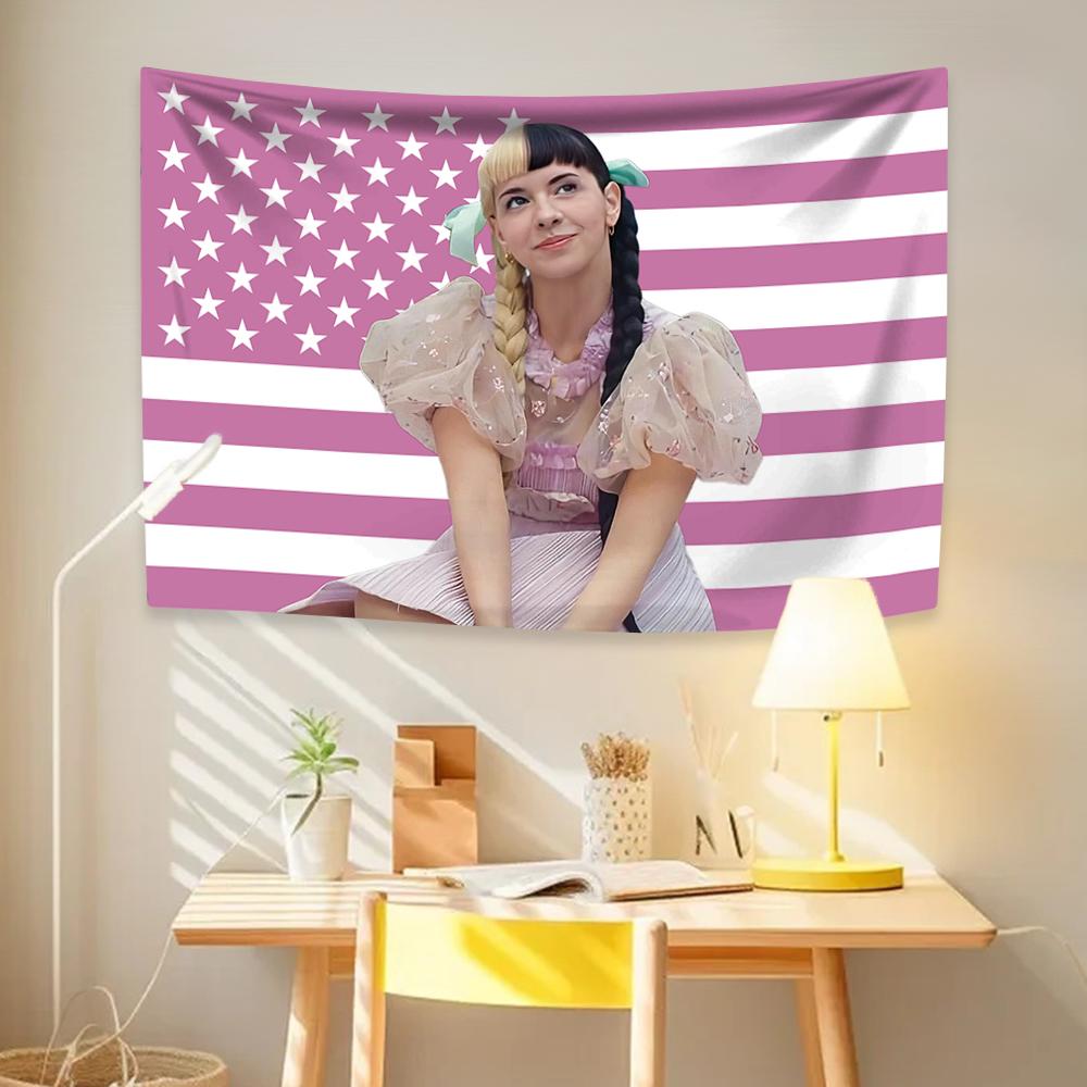 Melanie Martinezs USA Flag Tapestry Pop Singer Home Decor Wall Hanging Dorm Backdrop Fans Party Concert Banner Room Decoration