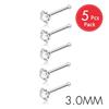 5Pcs CZ Gem Stainless Steel Nose Piercing Stud Crystal Nariz Body Jewelry S L Bone Shape Nostril Rings for Women Girl 20g 0.8mm